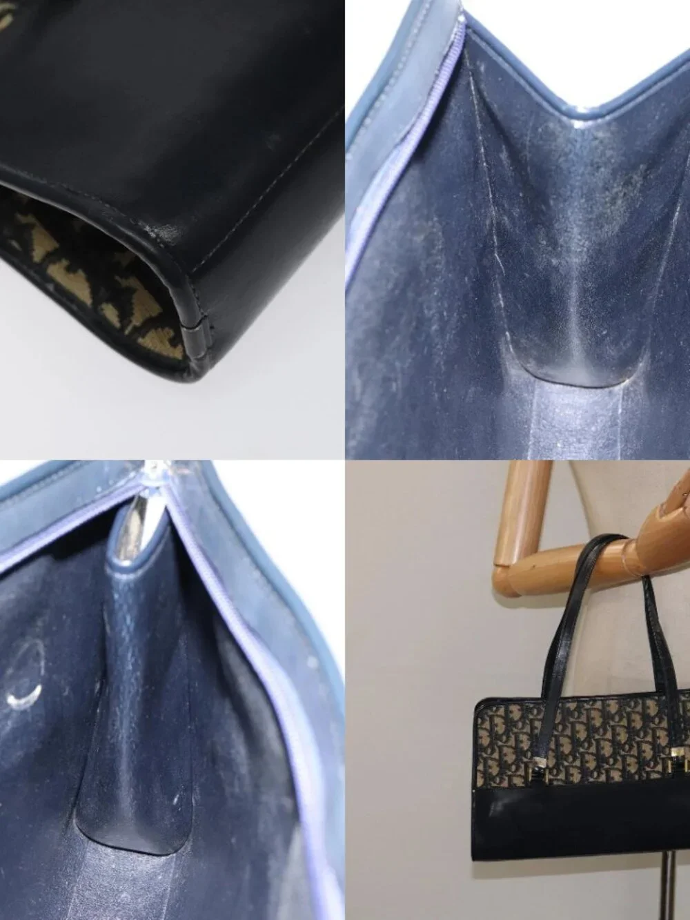 Christian Dior Trotter Canvas Hand Bag Navy Gold Auth MX415 - Picture 16 of 16